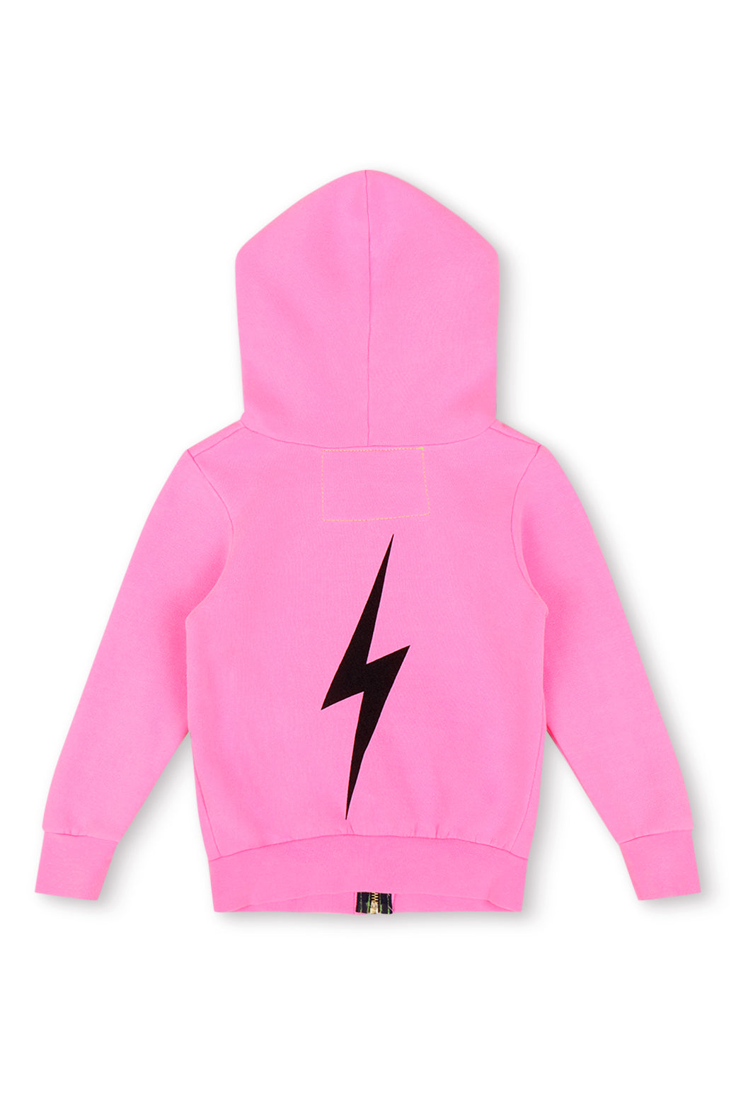 KIDS BOLT PRINT ZIP HOODIE - NEON PINK