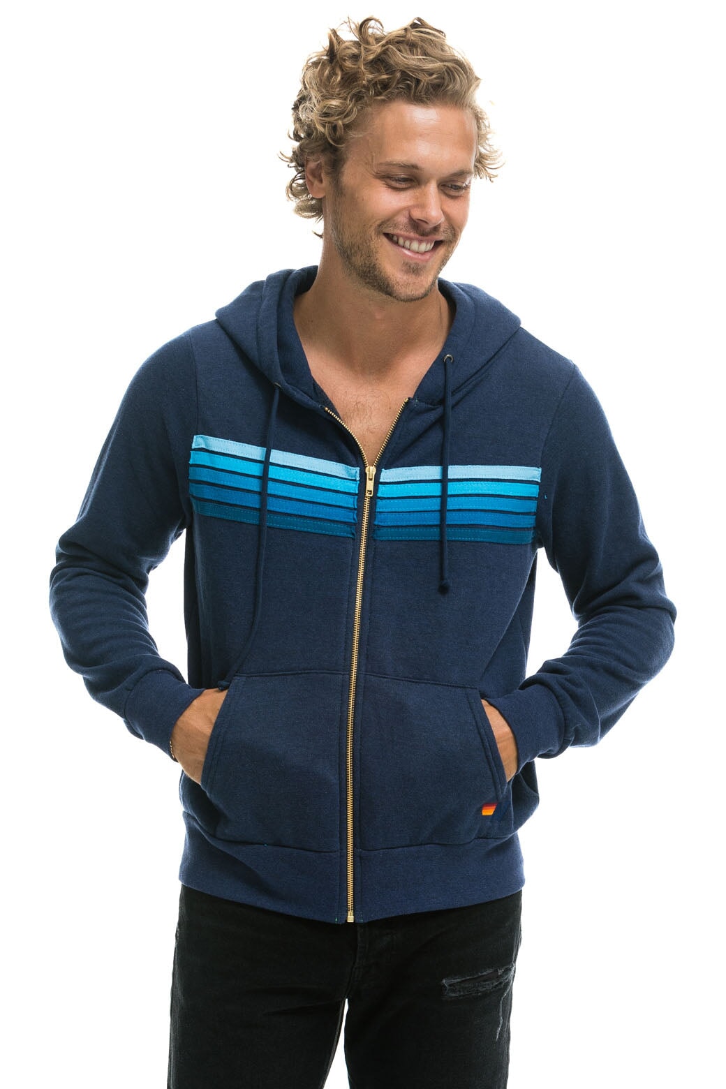 5 STRIPE HOODIE - NAVY // BLUE