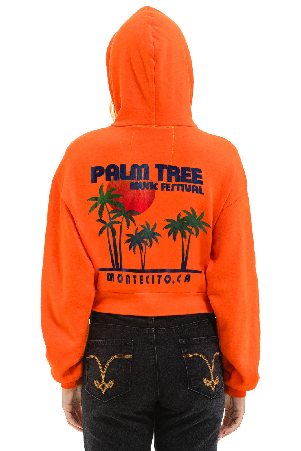 PALM TREE MONTECITO 2025 CROPPED ZIP HOODIE RELAXED - ORANGE