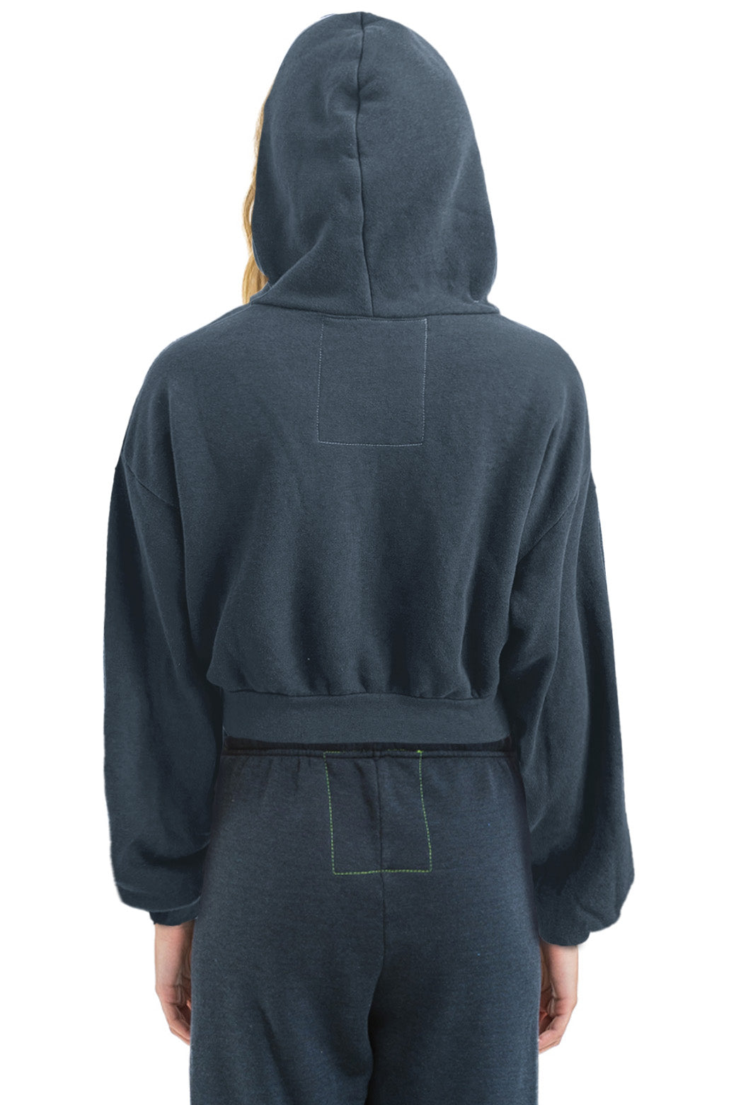 SUNSET PATCH RELAXED CROPPED ZIP HOODIE - CHARCOAL