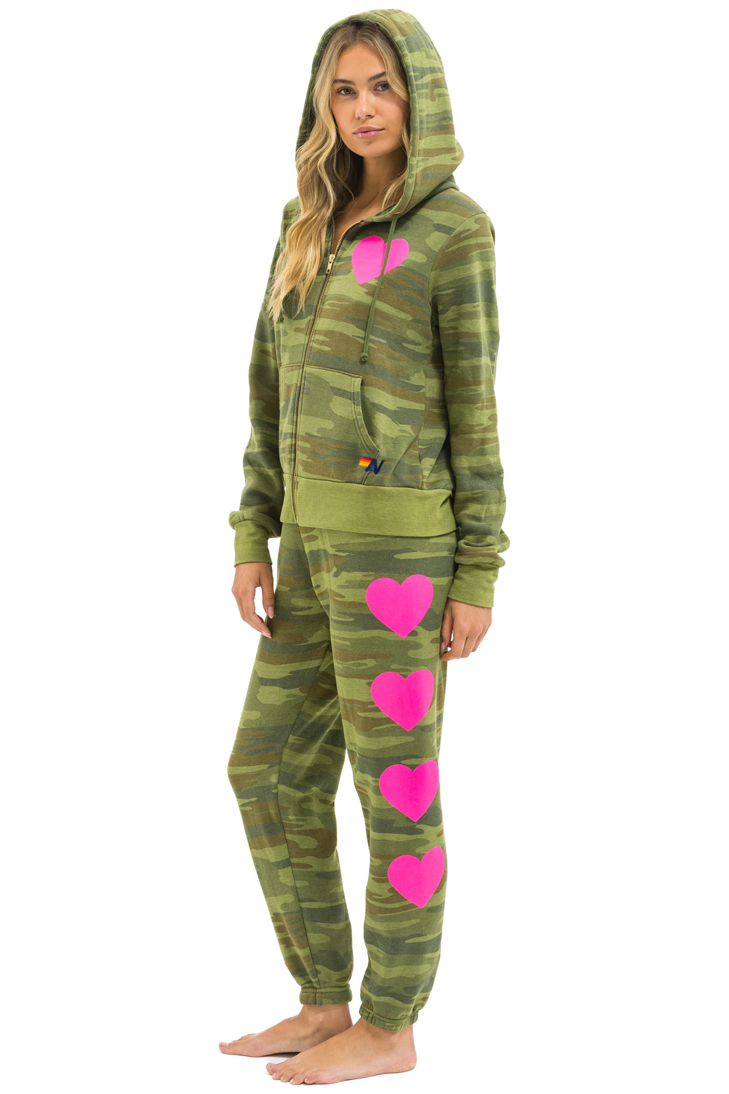 HEART 2 HOODIE - CAMO // NEON PINK