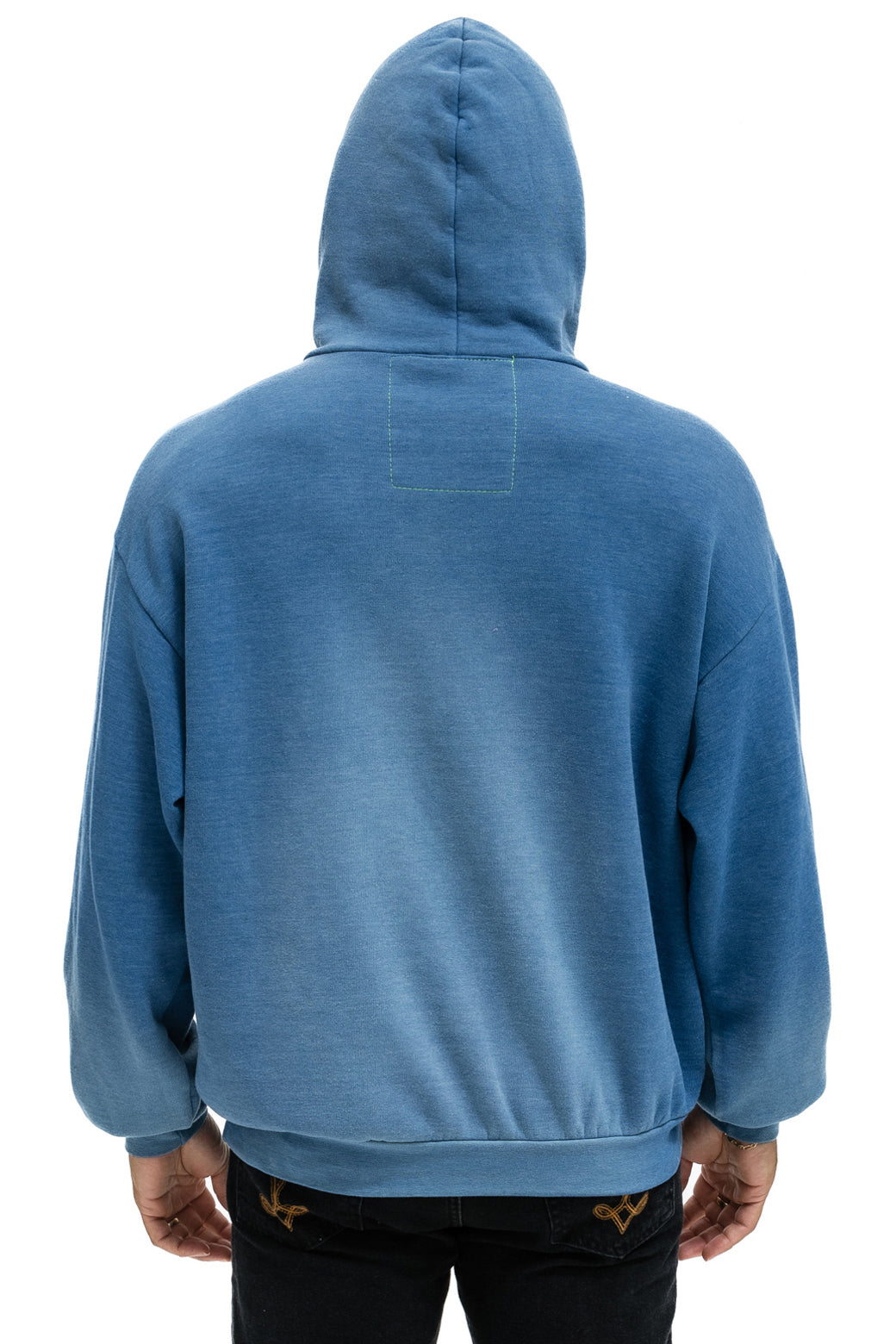 SURFER WAVE PATCH PULLOVER RELAXED HOODIE - FADED WATER
