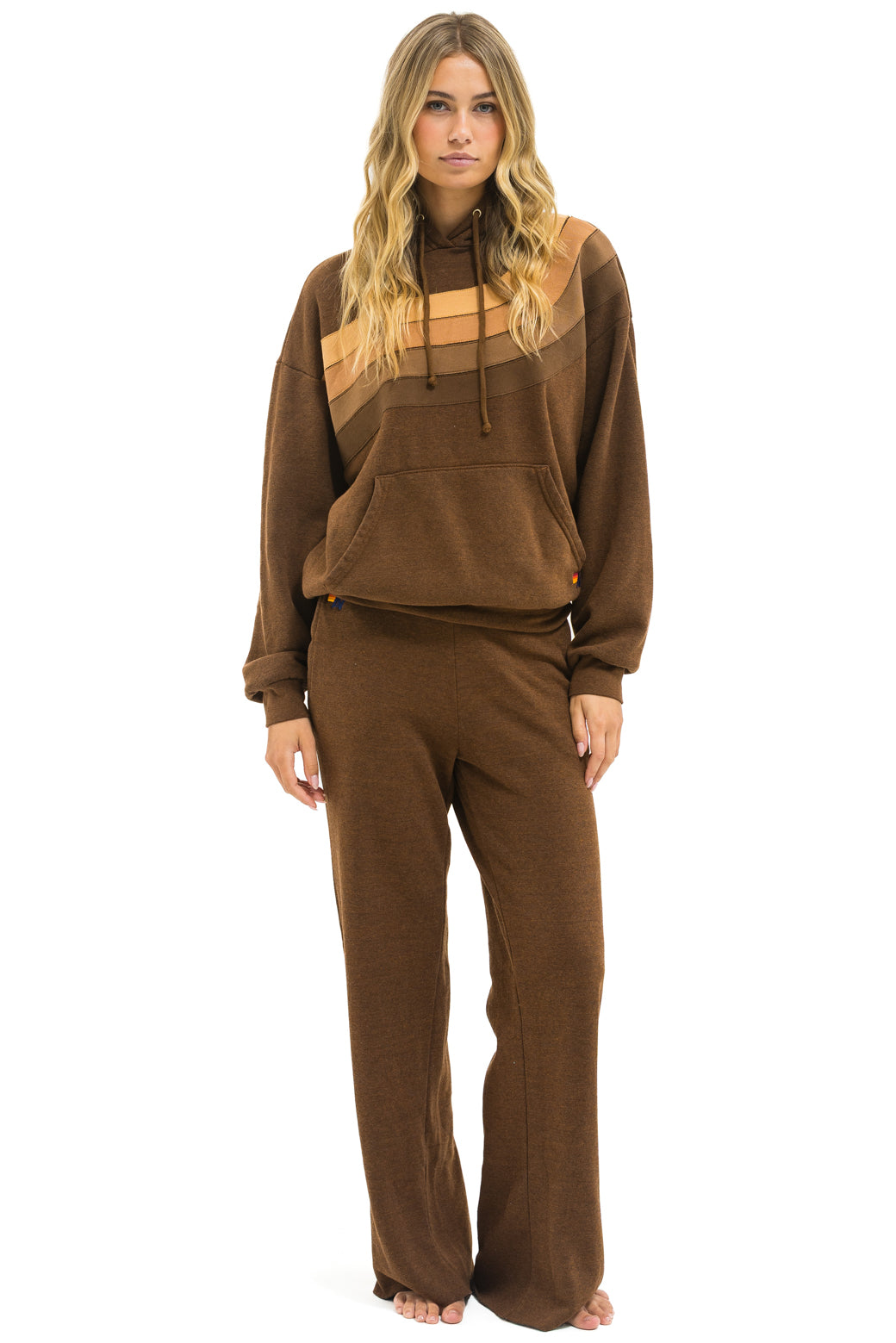 WAVE STRIPE 4 PULLOVER HOODIE RELAXED - CHOCOLATE // ESPRESSO