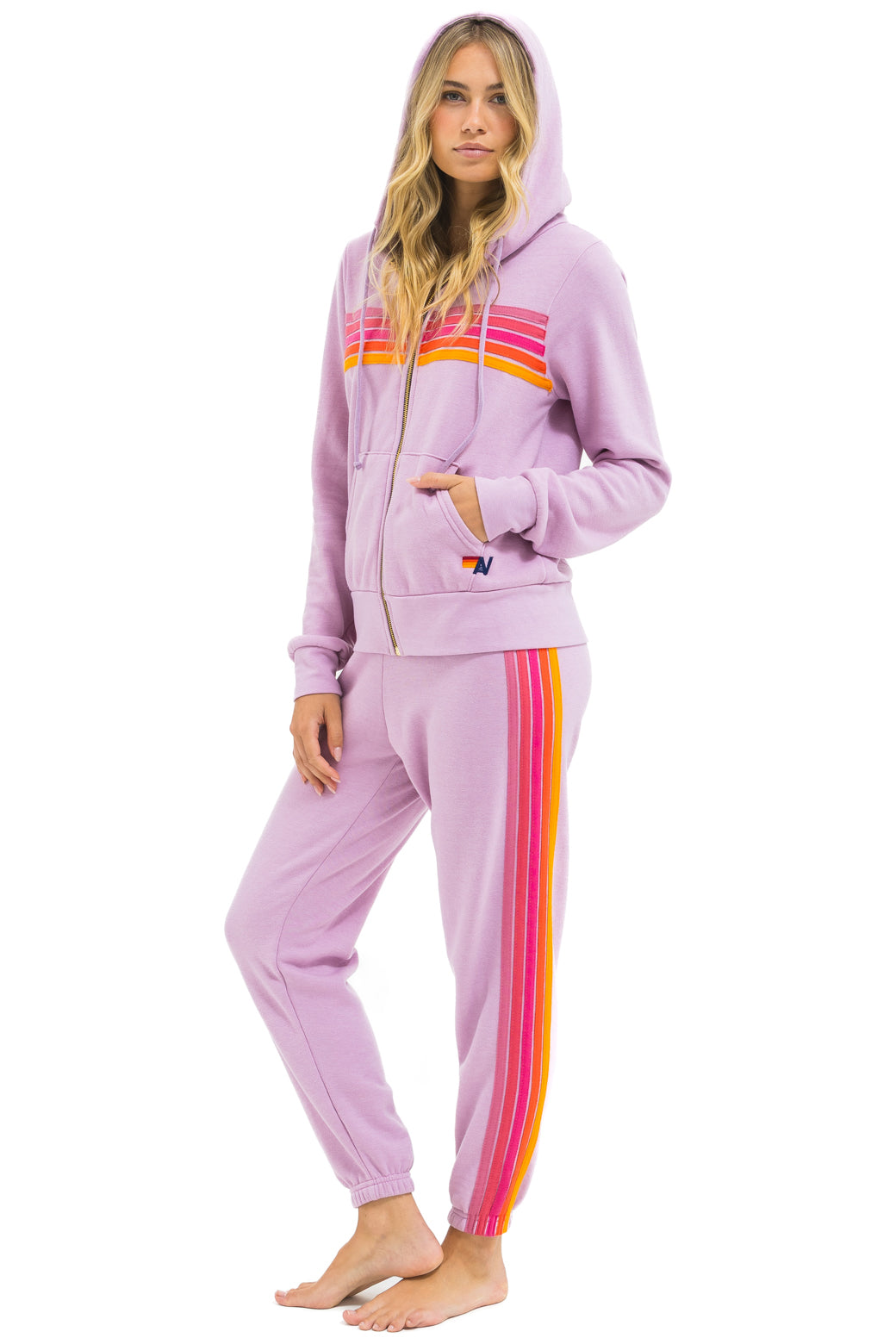 5 STRIPE SWEATPANTS - MAUVE // MAGENTA ORANGE