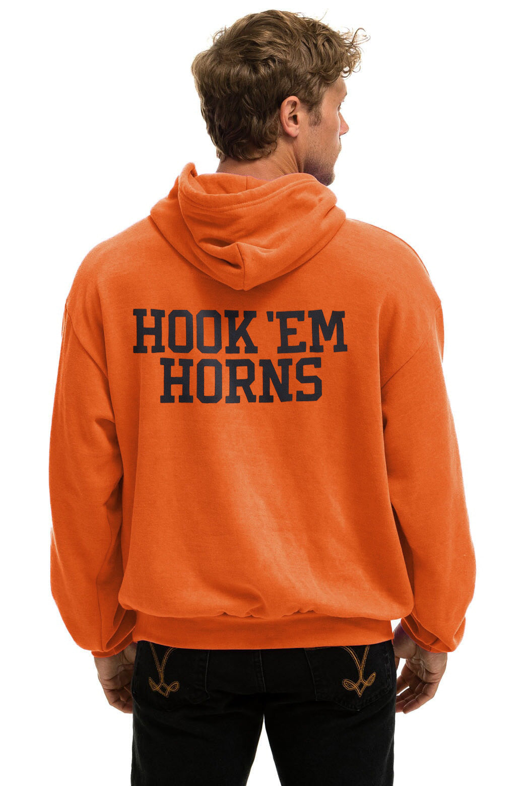 UNIVERSITY OF TEXAS CIRCLE PRINT PULLOVER HOODIE RELAXED - BURNT ORANGE