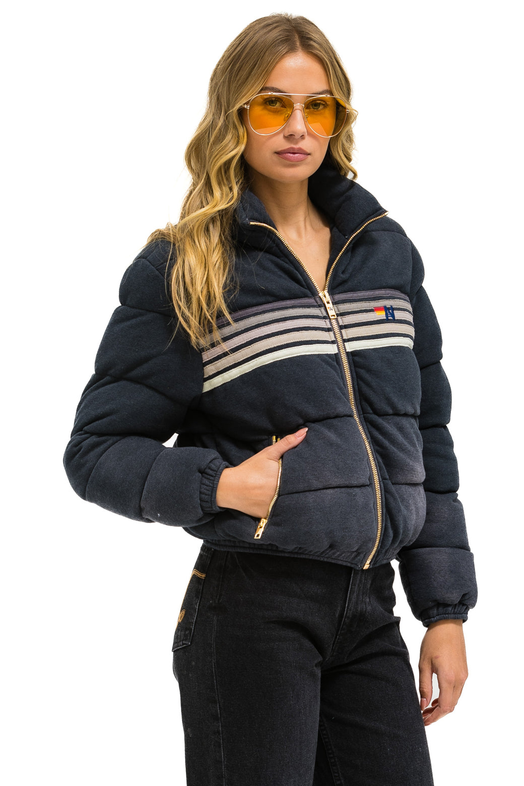 5 STRIPE FADED APRES JACKET - FADED SMOKE