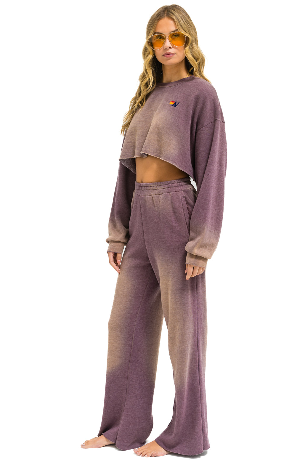 ESSENTIAL CROPPED CREW SWEATSHIRT RELAXED - FADED MOCHA