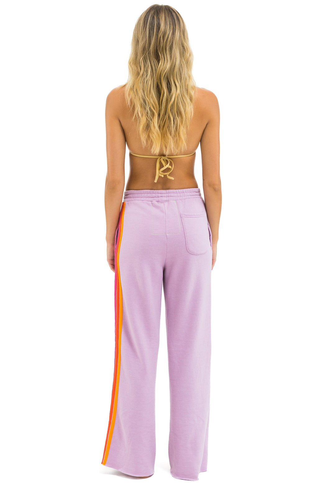 5 STRIPE WIDE LEG POCKET SWEATPANTS - MAUVE // MAGENTA // ORANGE
