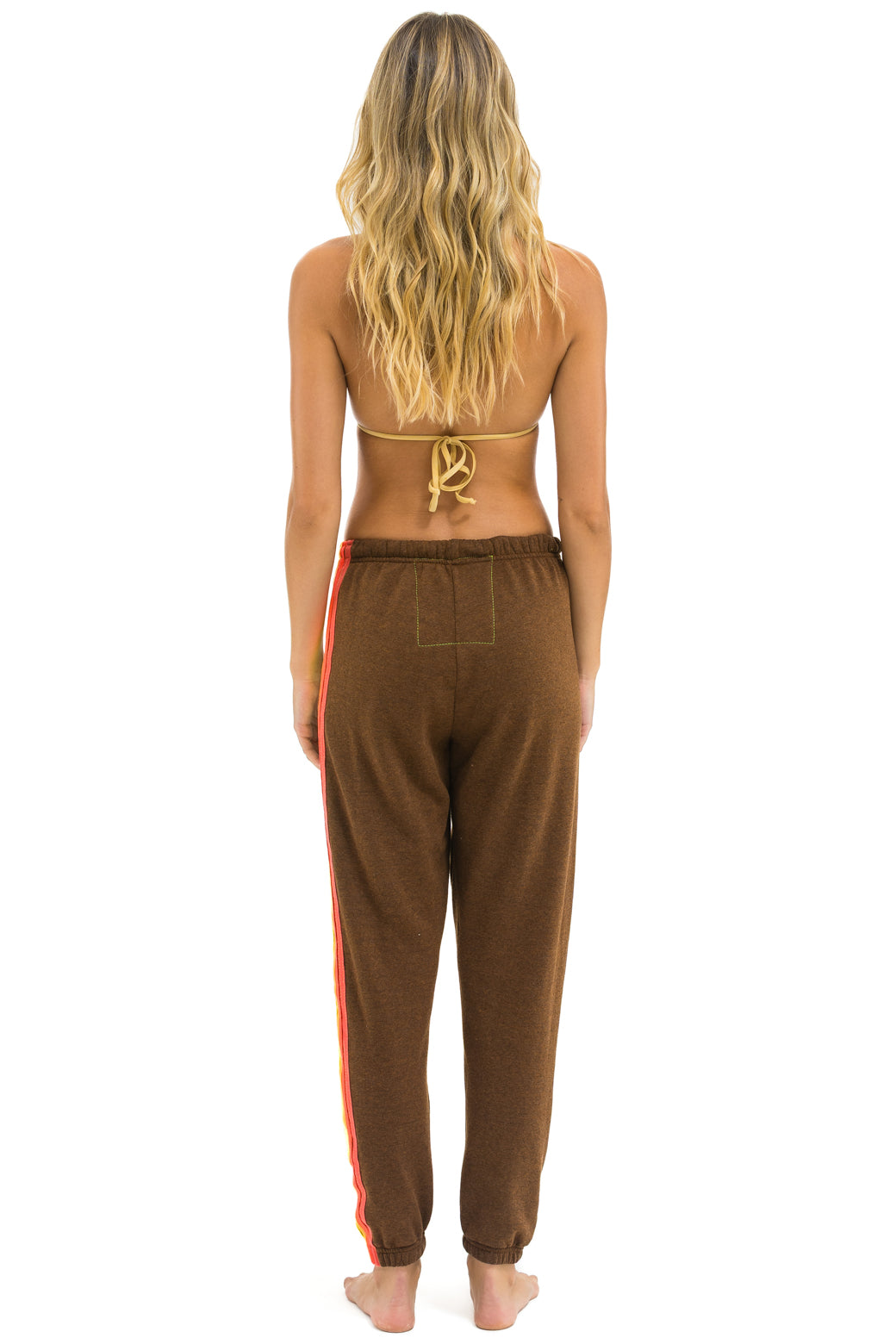 5 STRIPE SWEATPANTS - CHOCOLATE // WHITE NEON