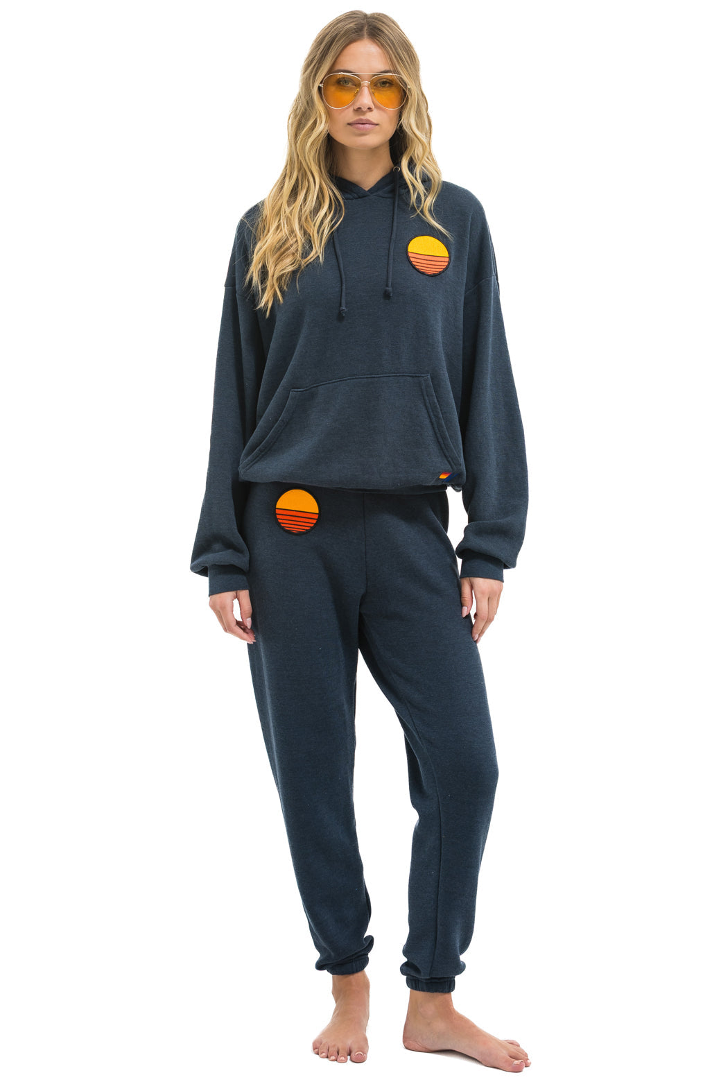 SUNSET PATCH PULLOVER RELAXED HOODIE - CHARCOAL