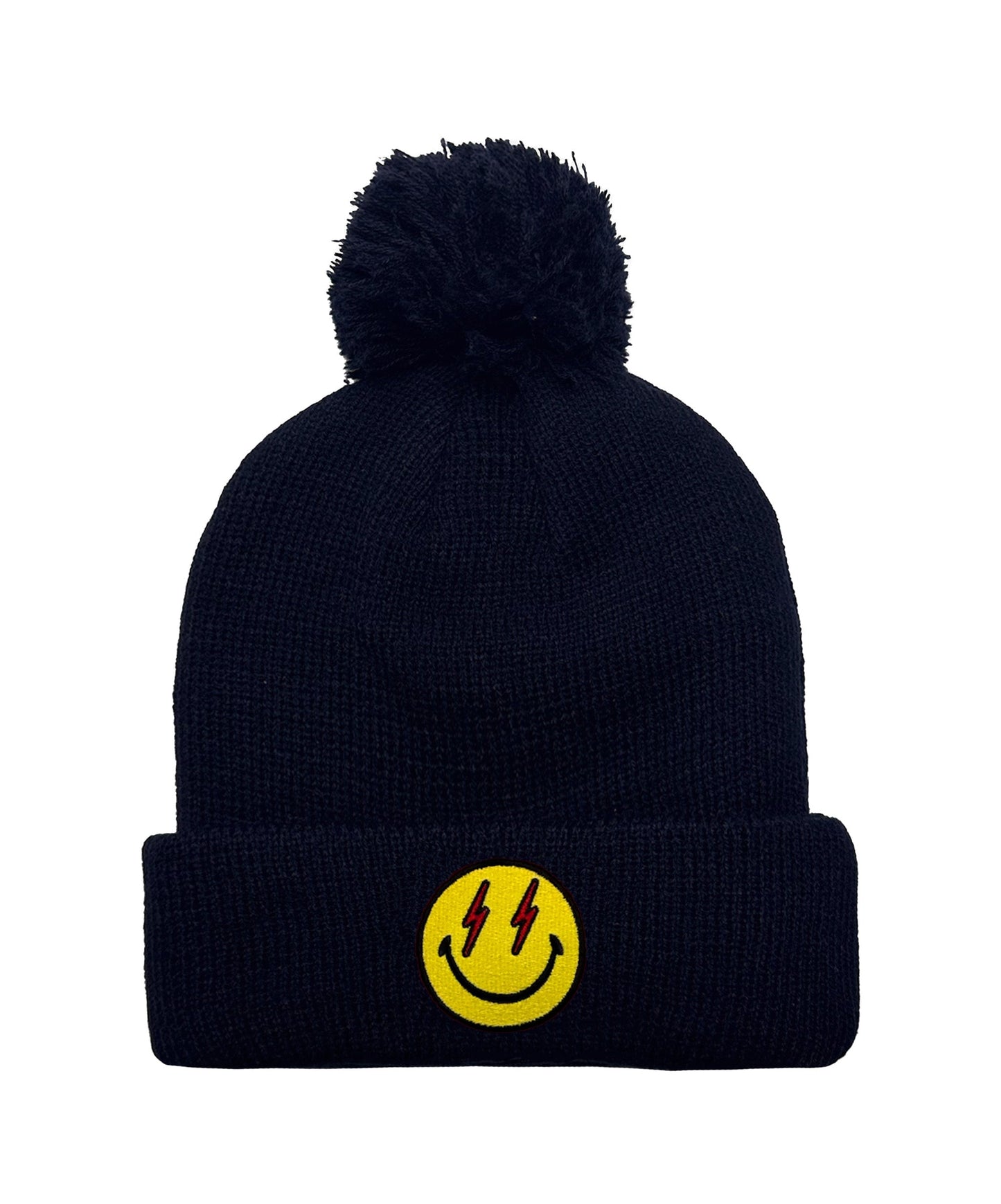 BOLT SMILEY POM POM RIB BEANIE