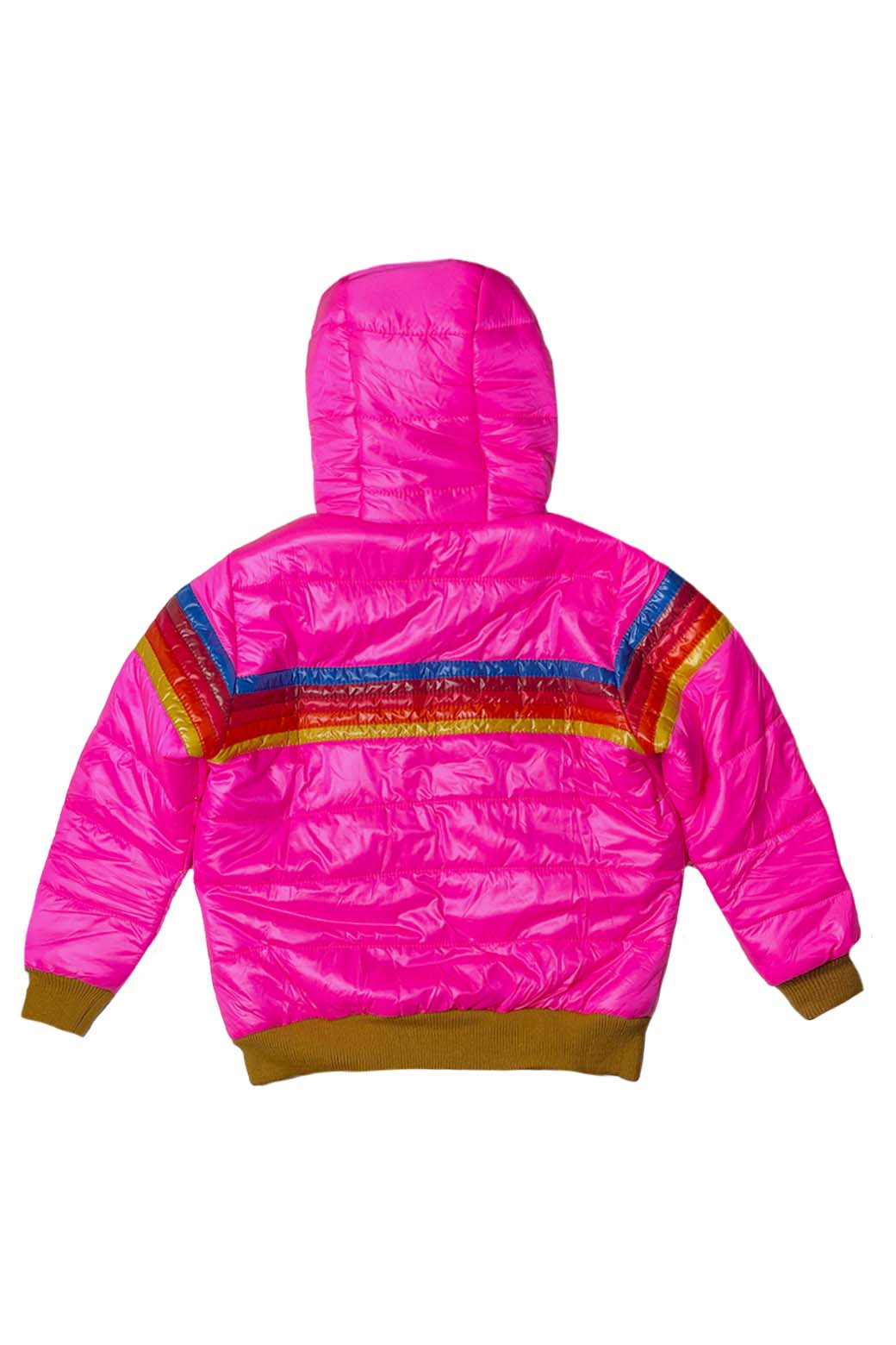 KIDS 5 STRIPE TREKKER JACKET - GLOSSY NEON PINK