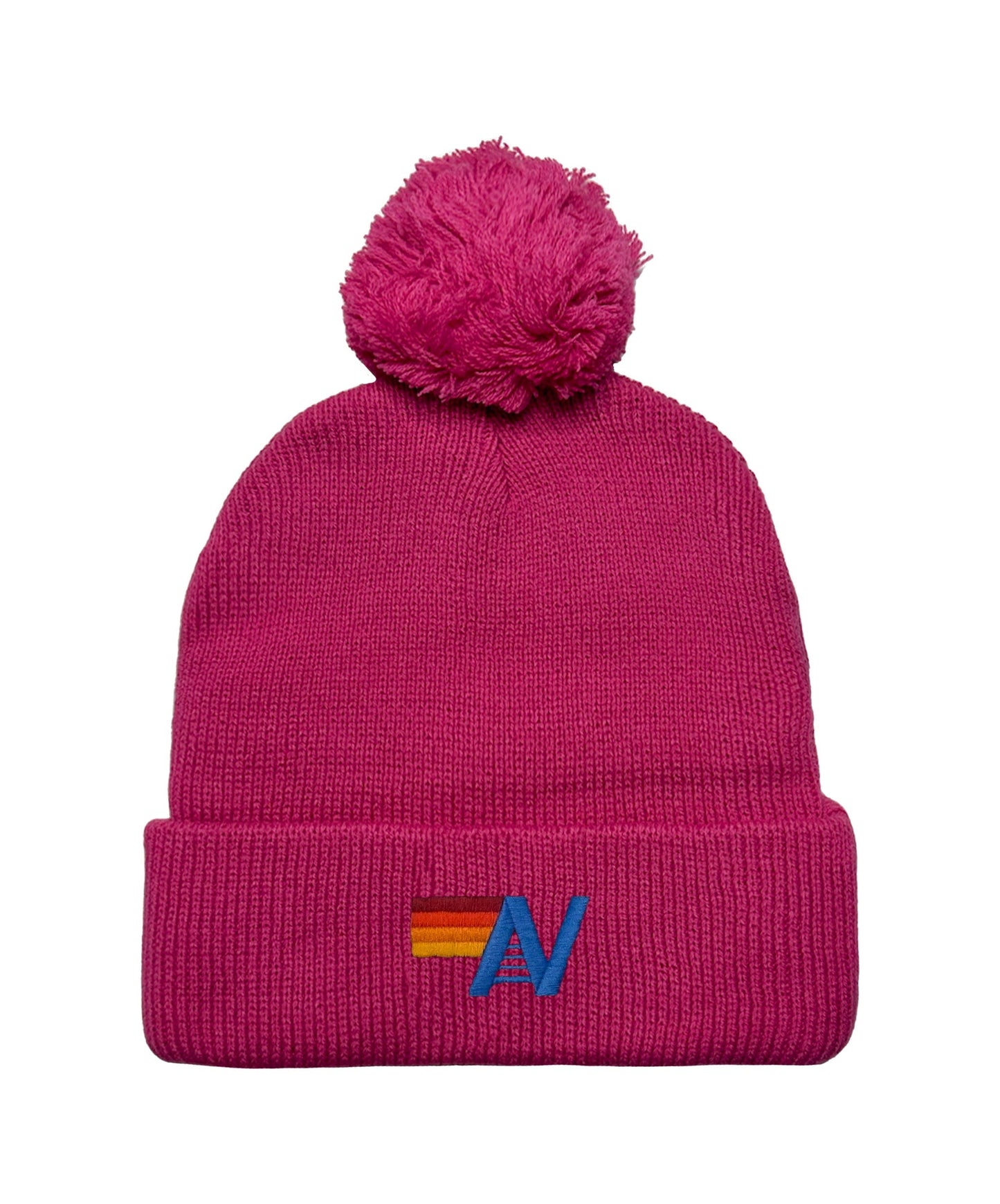 LOGO POM RIB BEANIE - HOT PINK