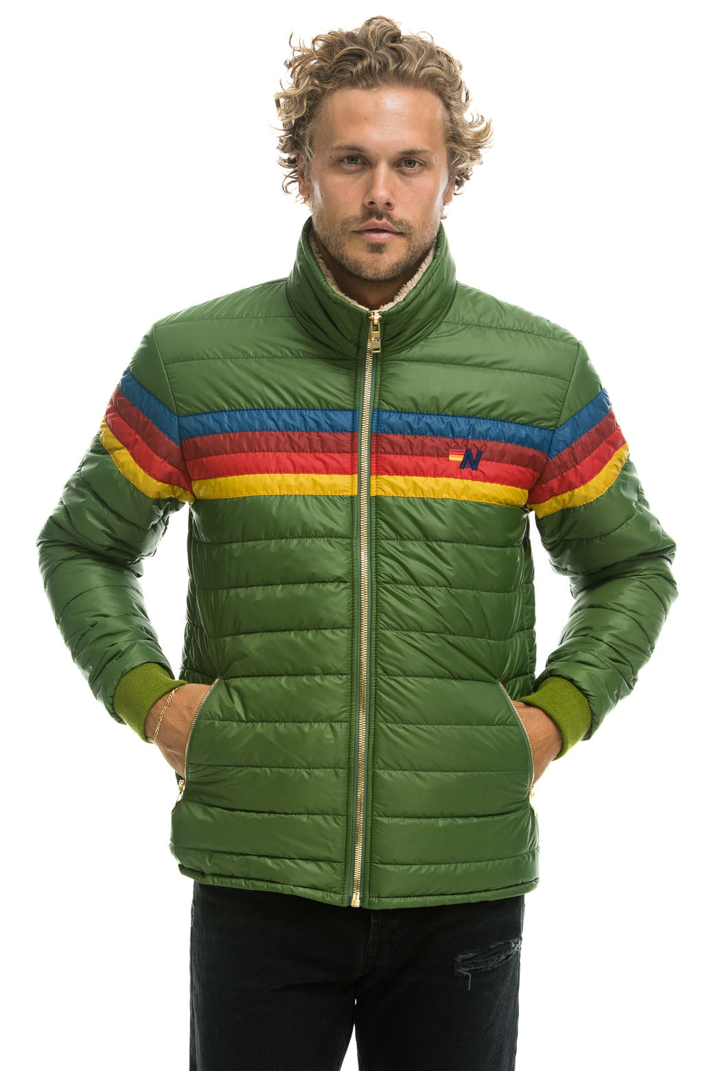 4 STRIPE JACKET - GARDEN GREEN
