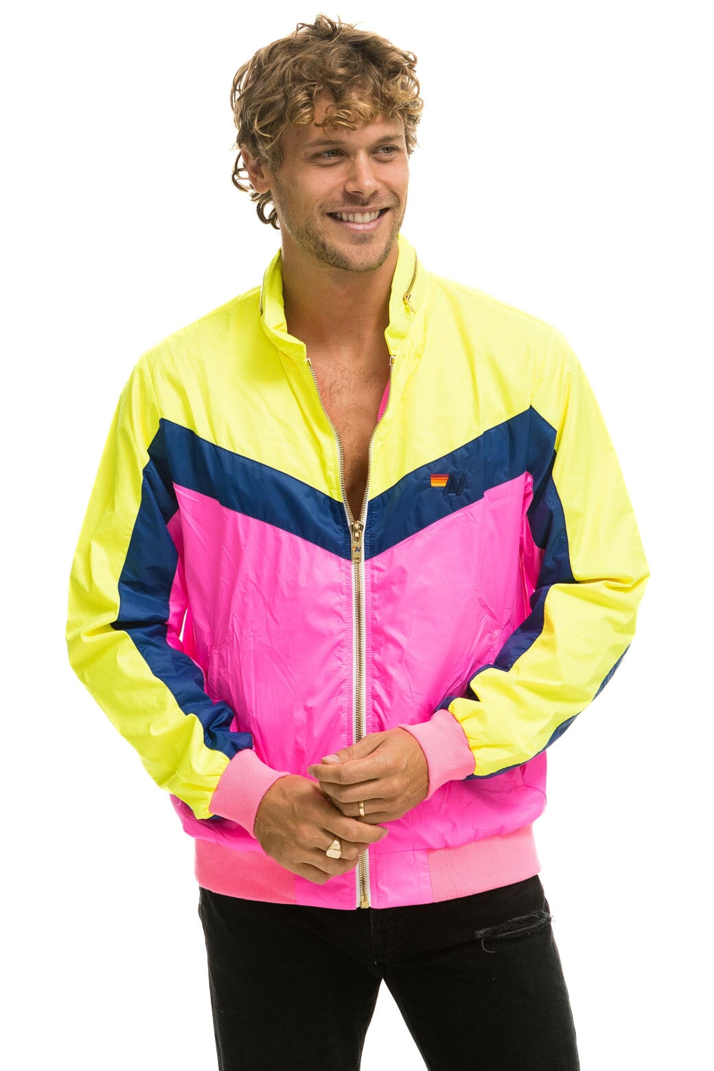 MEN'S WINDBREAKER JACKET - NEON PINK