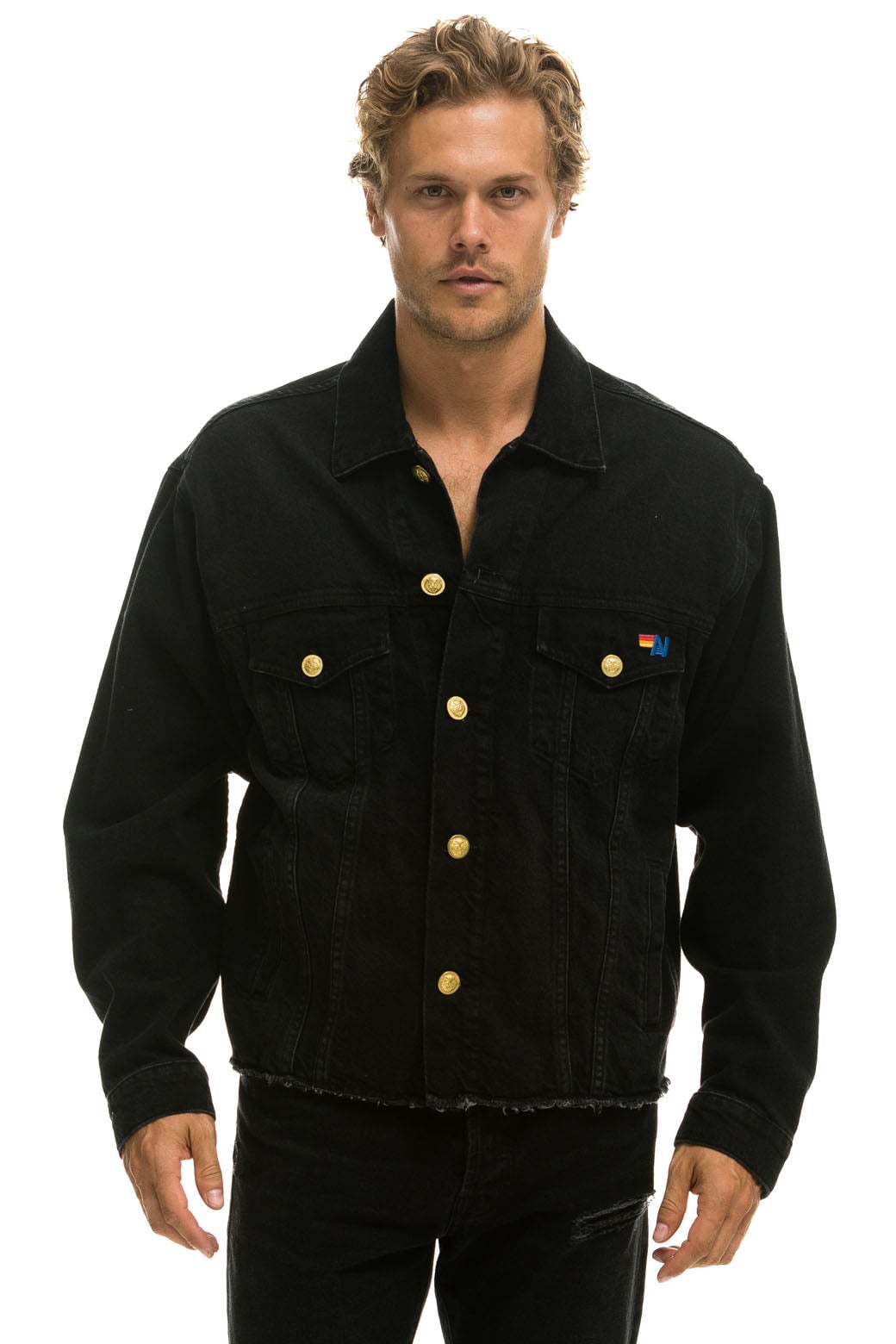 NEED FOR SPEED OVERSIZED CROP DENIM JACKET - VINTAGE BLACK