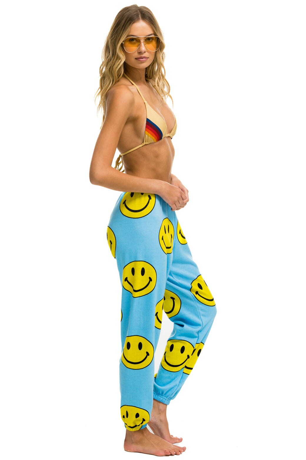 SMILEY REPEAT SWEATPANTS - SKY