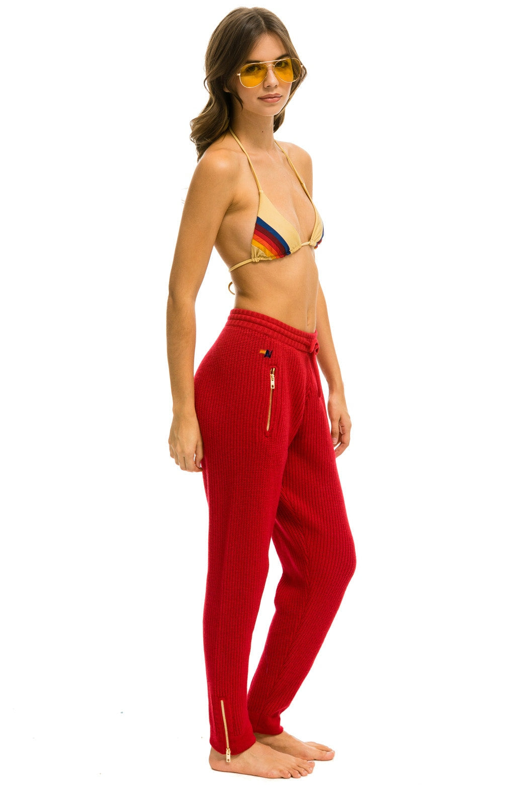 VINTAGE CABIN CASHMERE SWEATER PANT - CHERRY