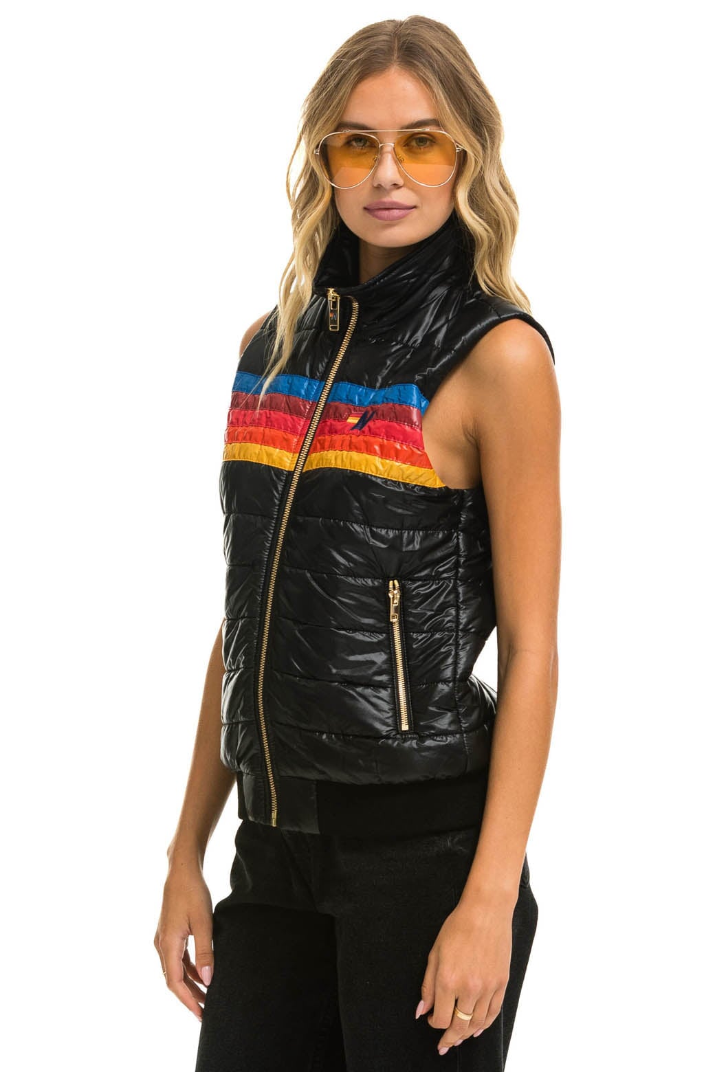 WOMEN'S 5 STRIPE VEST - GLOSSY BLACK