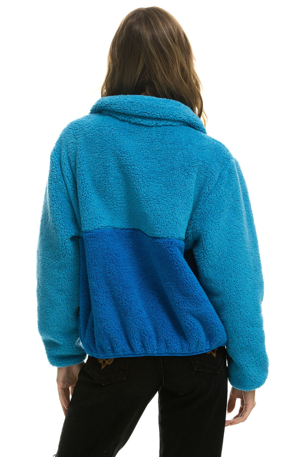 TEDDY APRES HALF ZIP COLOR BLOCK JACKET - OCEAN