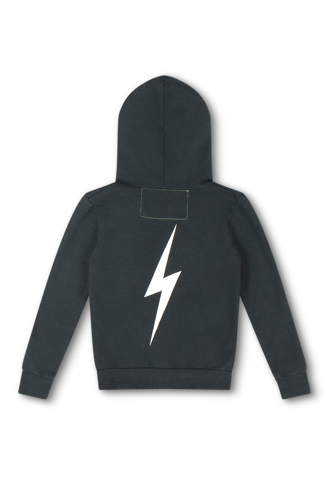 KIDS BOLT PRINT ZIP HOODIE - CHARCOAL // WHITE