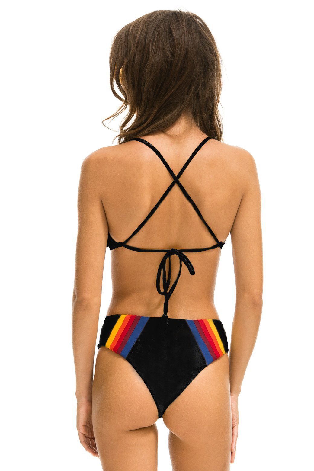 5 STRIPE HI-WAISTED BIKINI BOTTOMS - BLACK