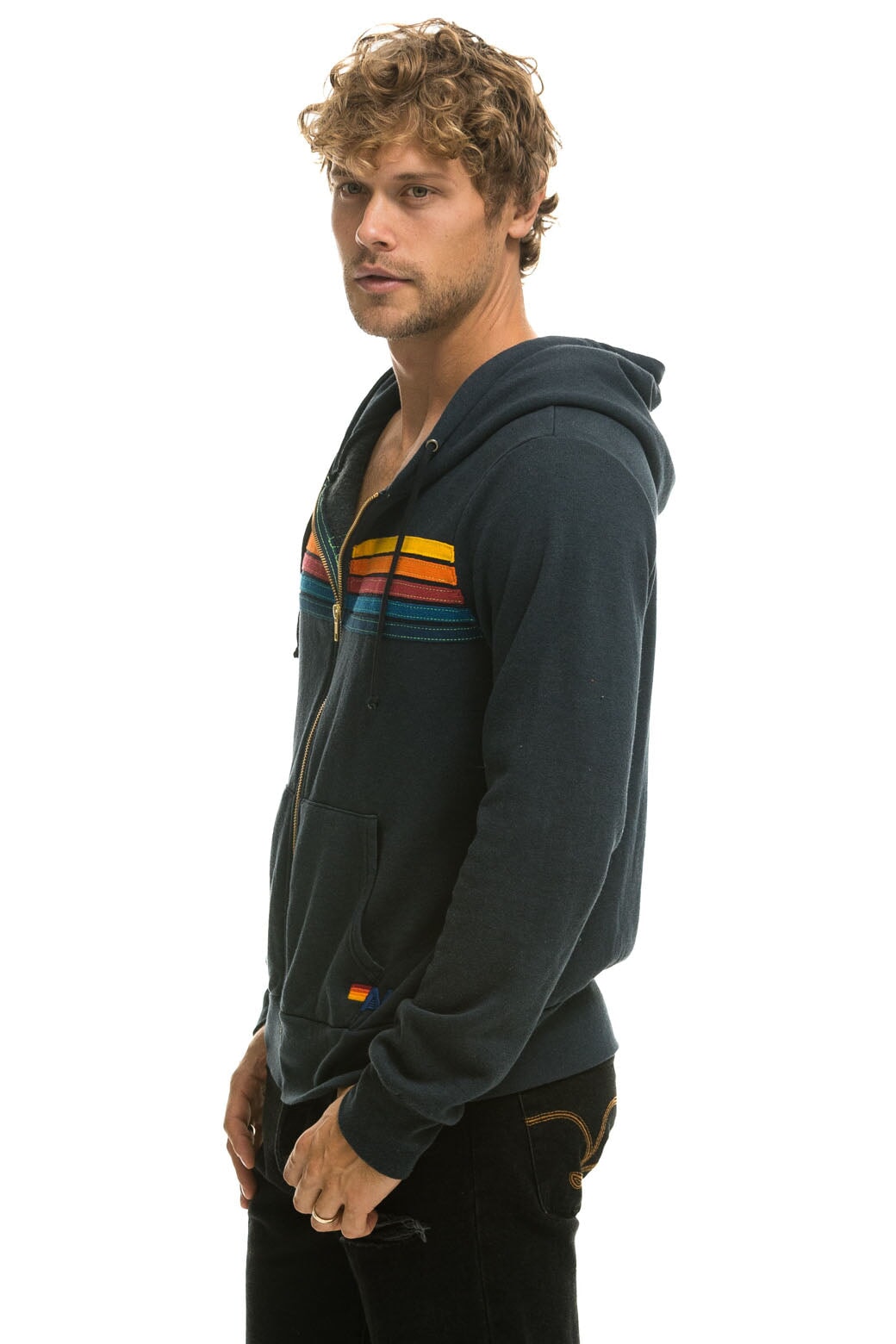 5 STRIPE HOODIE - CHARCOAL