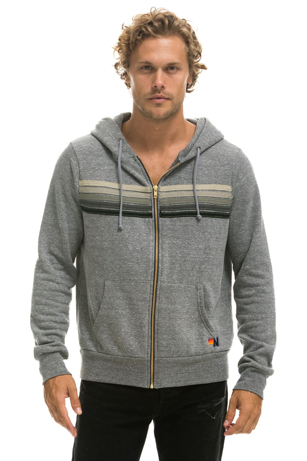 5 STRIPE HOODIE - HEATHER GREY // GREY