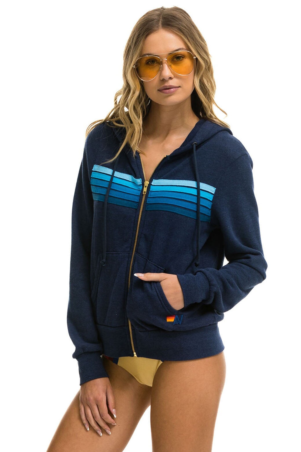 5 STRIPE HOODIE -  NAVY // BLUE