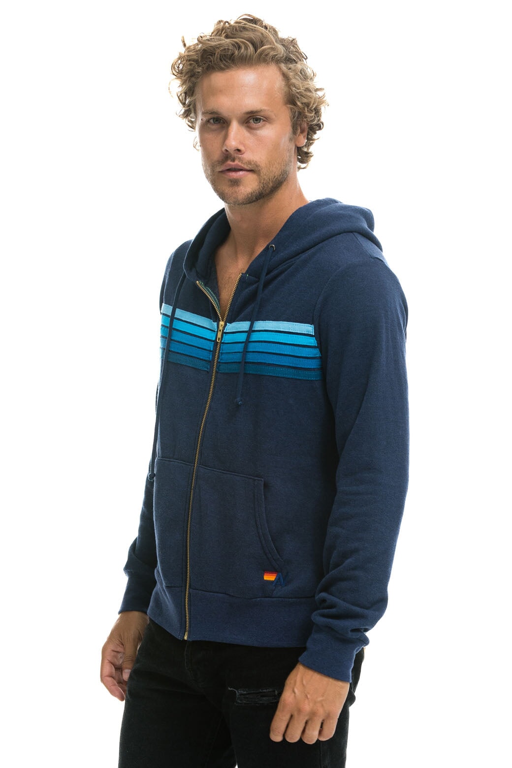 5 STRIPE HOODIE -  NAVY // BLUE