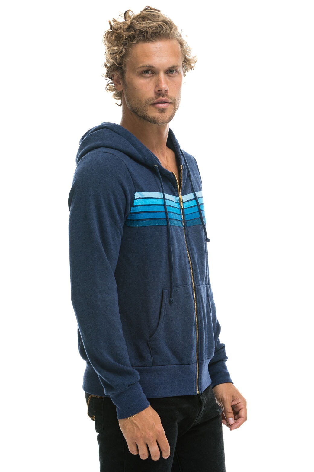 5 STRIPE HOODIE -  NAVY // BLUE