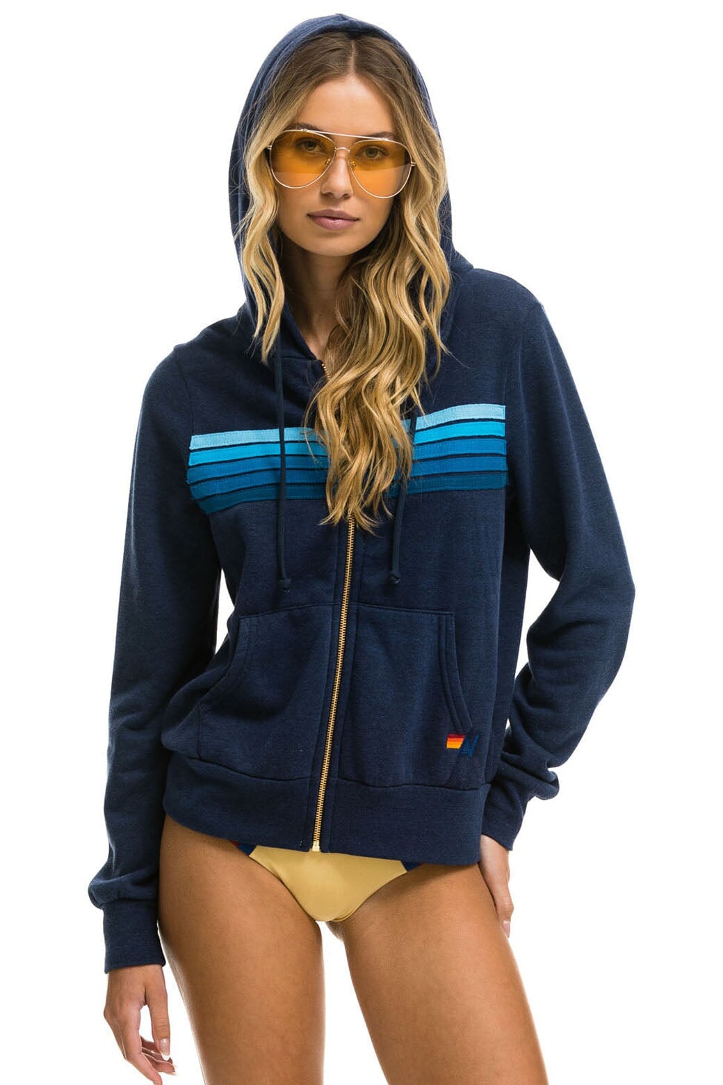 5 STRIPE HOODIE -  NAVY // BLUE