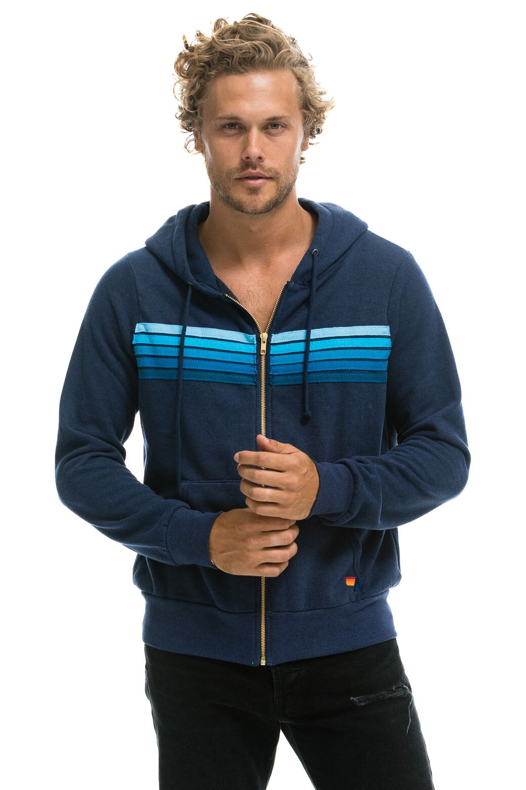 5 STRIPE HOODIE -  NAVY // BLUE