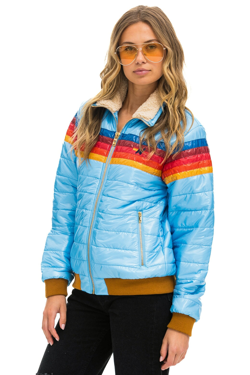 5 STRIPE JACKET -  SKY GLOSSY