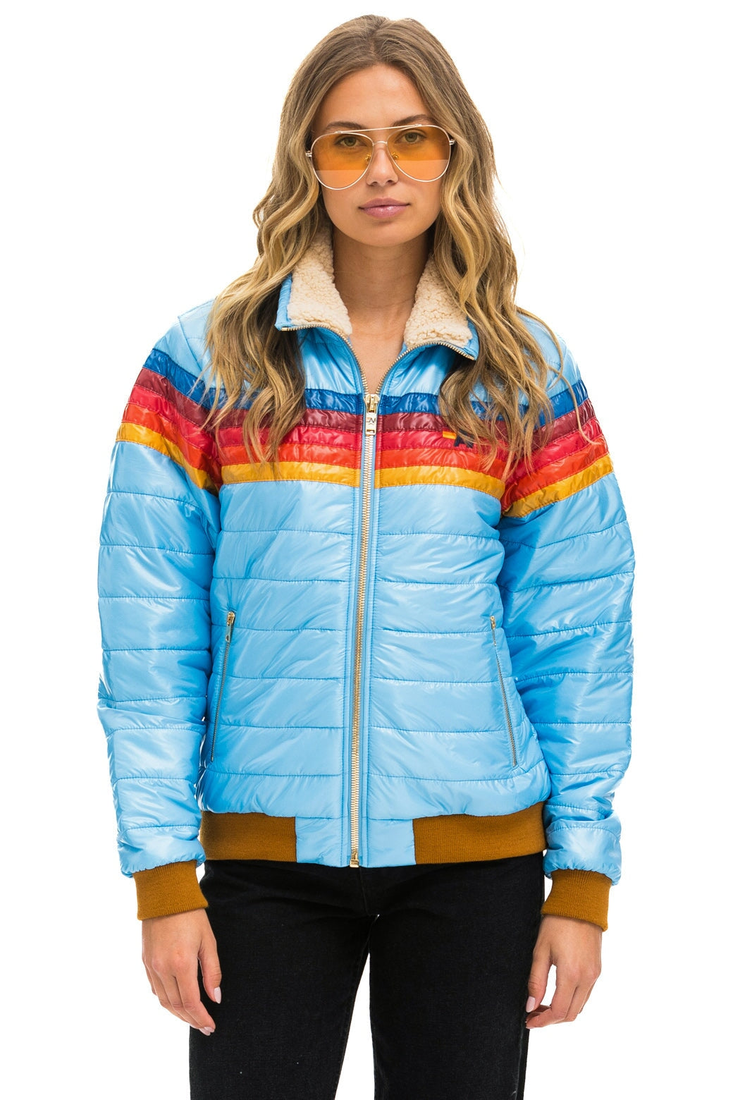 5 STRIPE JACKET -  SKY GLOSSY