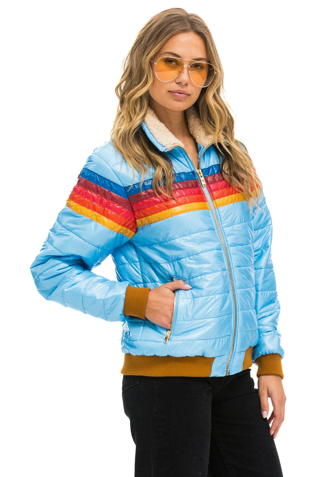 5 STRIPE JACKET -  SKY GLOSSY