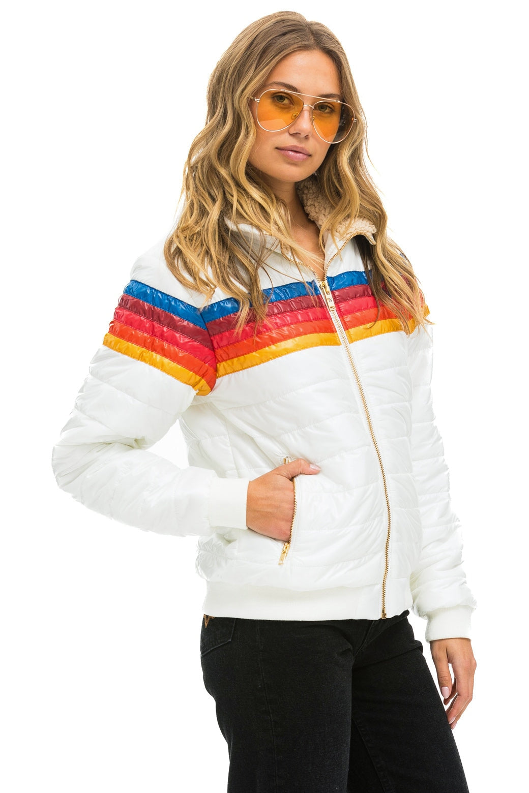 5 STRIPE JACKET -  WHITE GLOSSY