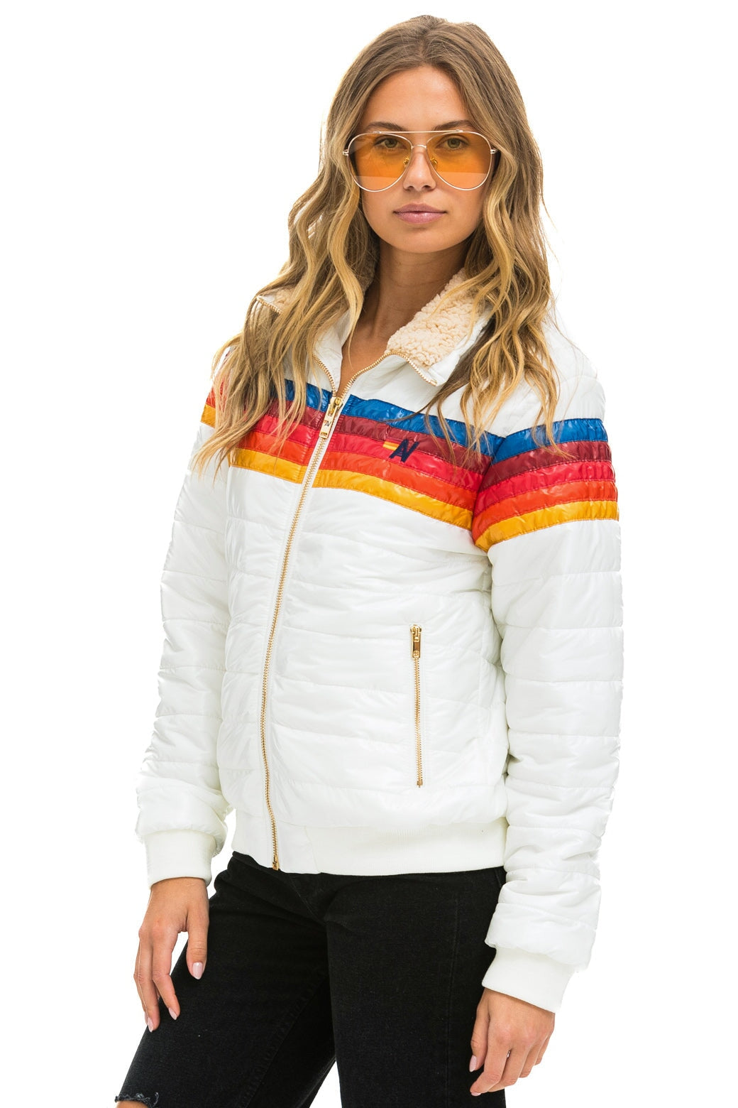 5 STRIPE JACKET -  WHITE GLOSSY
