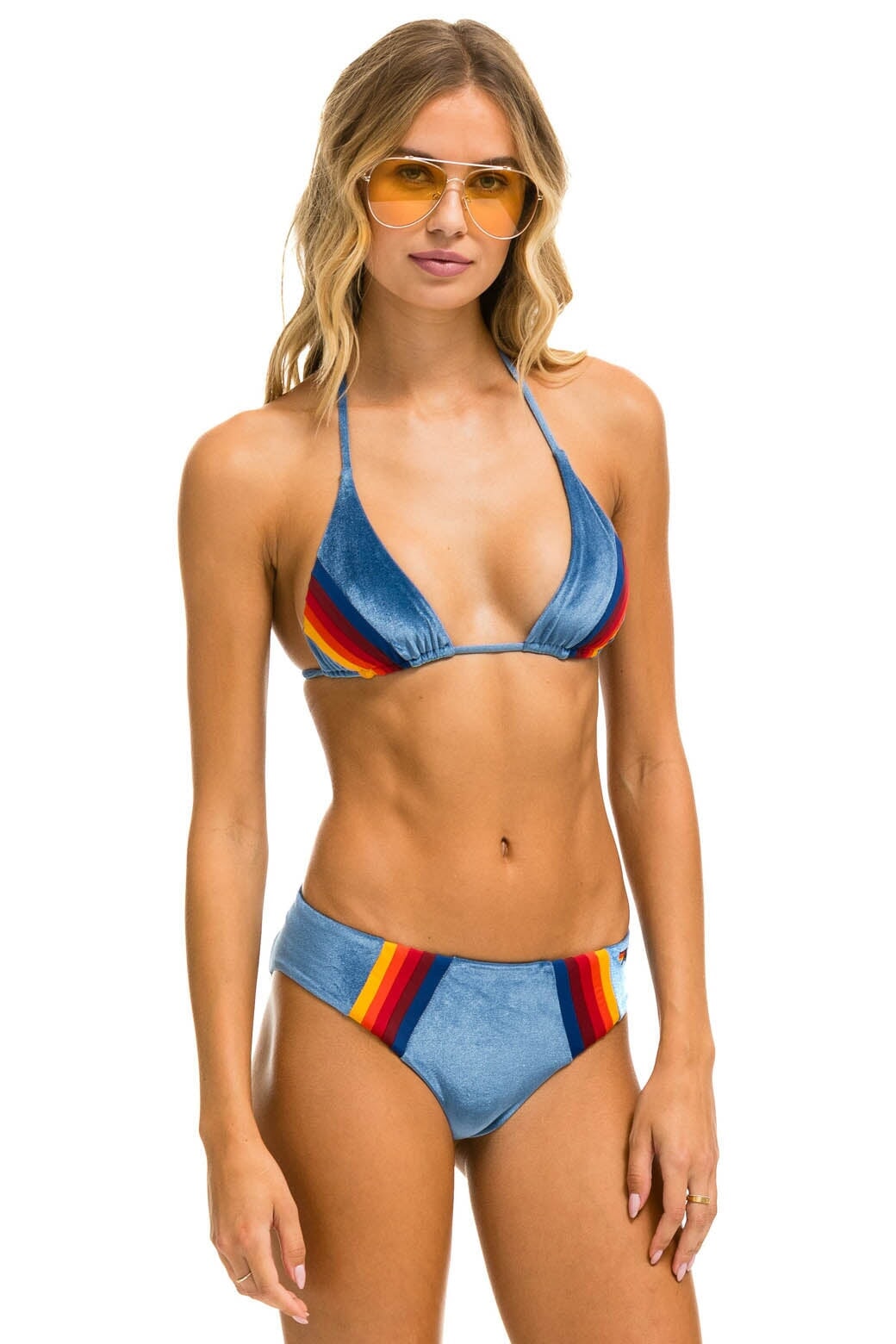 5 STRIPE VELVET TRIANGLE BIKINI TOP - ISLANDA