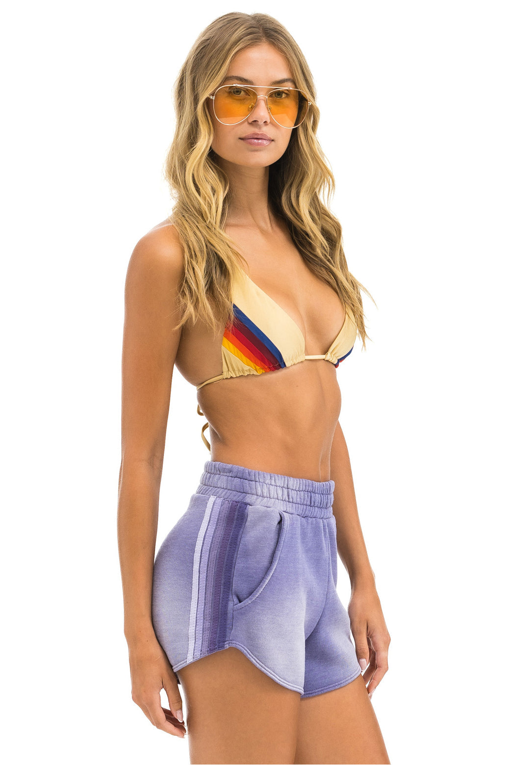 5 STRIPE POCKET CLUB SHORTS - FADED GRAPE