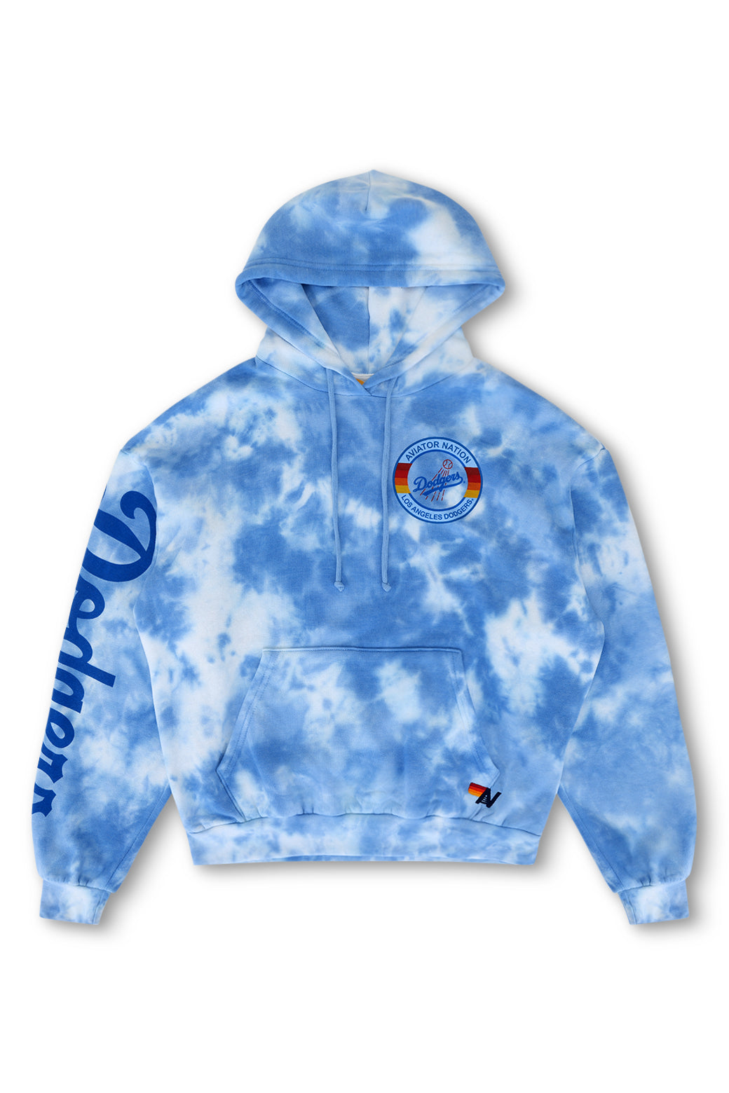 LOS ANGELES DODGERS HAND DYED RELAXED PULLOVER HOODIE - TIE DYE BLUE