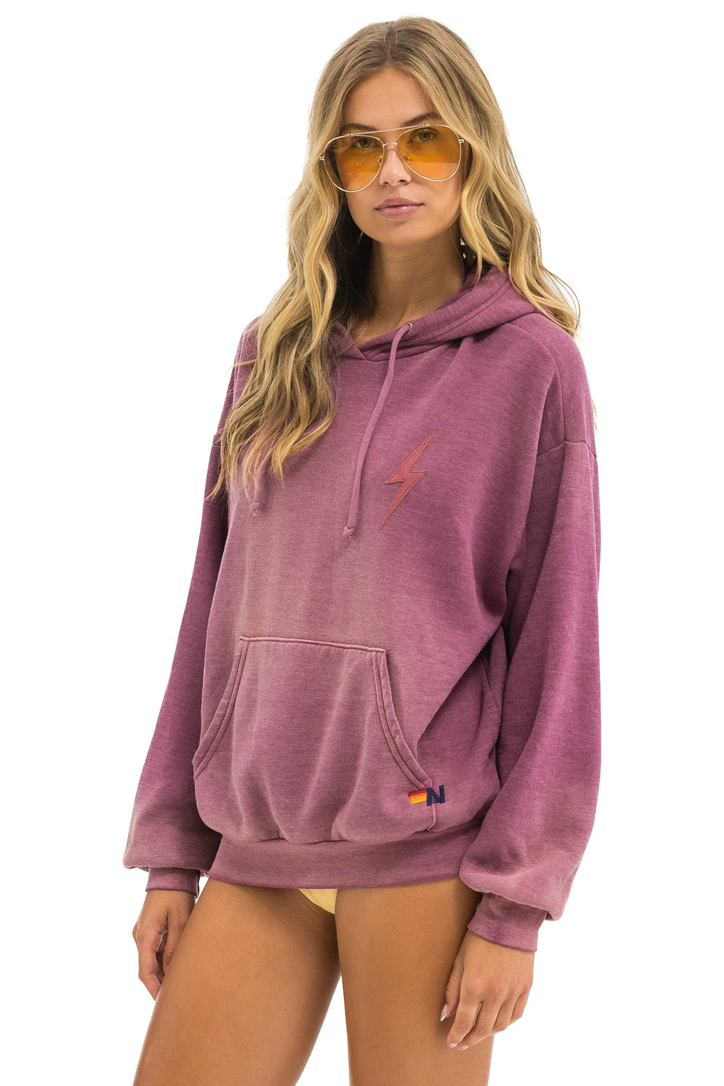 BOLT STITCH 2  RELAXED PULLOVER HOODIE - FADED BERRY