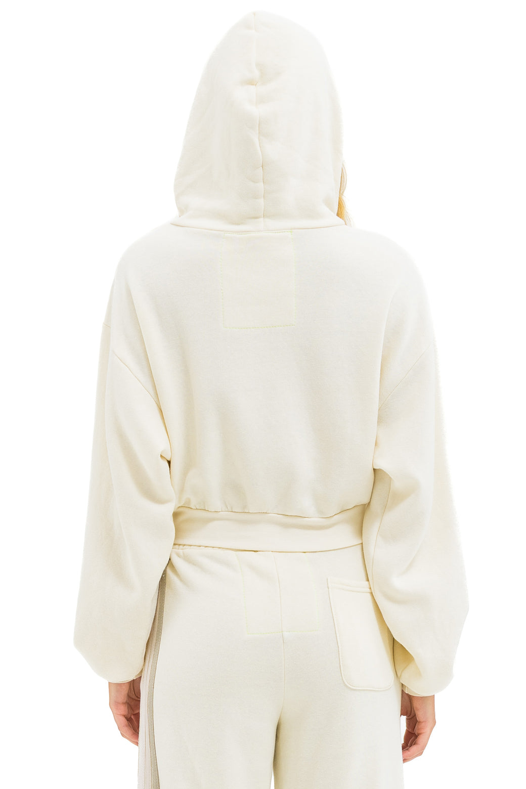 5 STRIPE CROPPED ZIP HOODIE RELAXED - VINTAGE WHITE // WHITE GREY