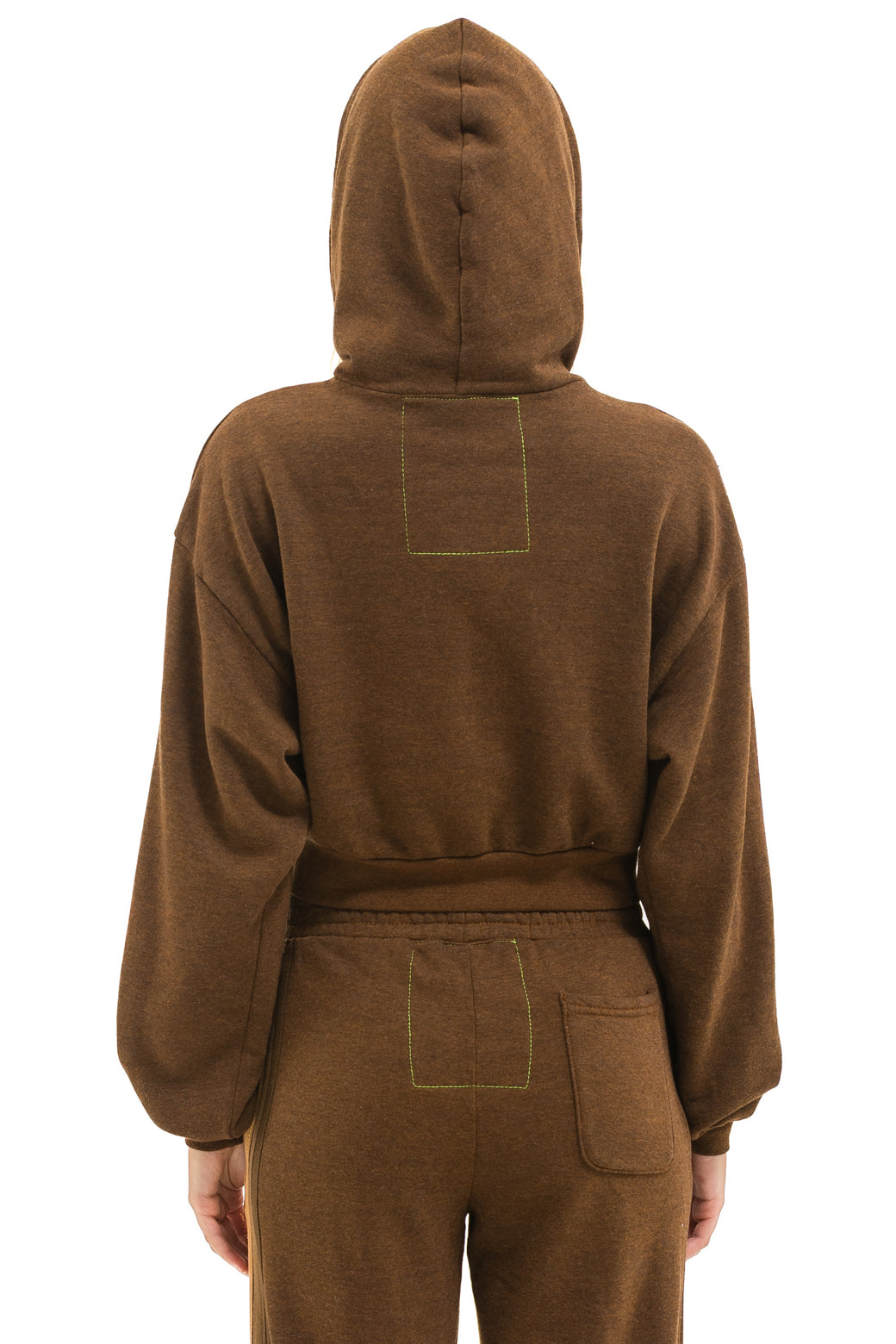 5 STRIPE CROPPED ZIP HOODIE RELAXED - CHOCOLATE // ESPRESSO