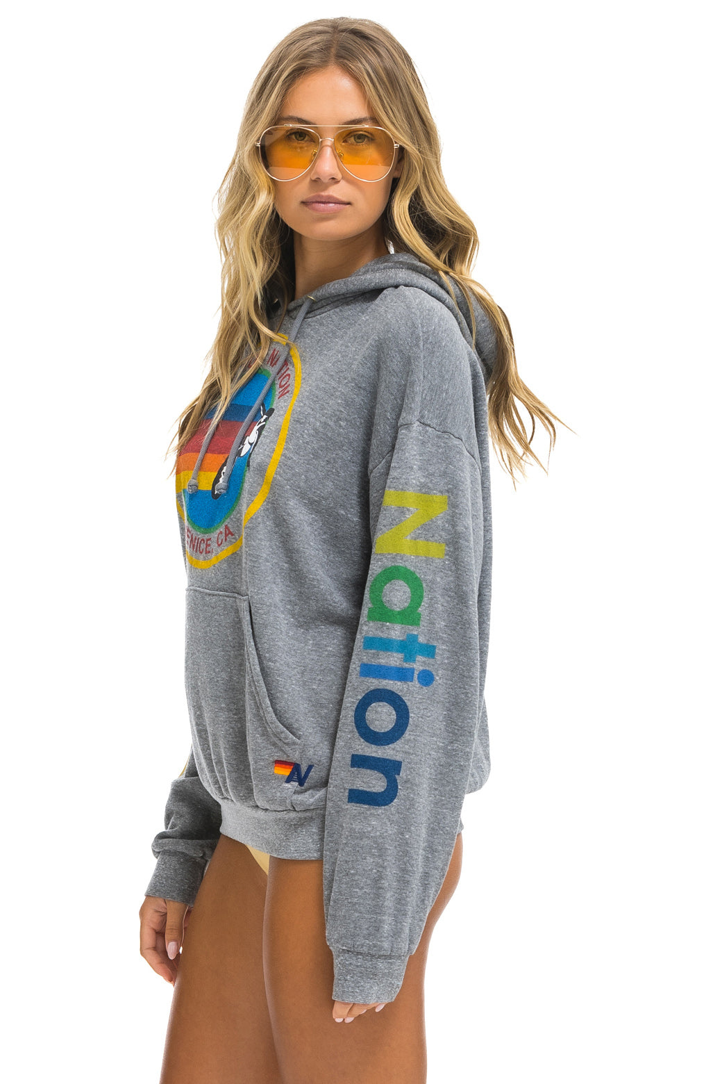 AVIATOR NATION RELAXED PULLOVER HOODIE - HEATHER GREY