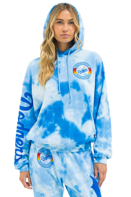 LOS ANGELES DODGERS HAND DYED RELAXED PULLOVER HOODIE - TIE DYE BLUE