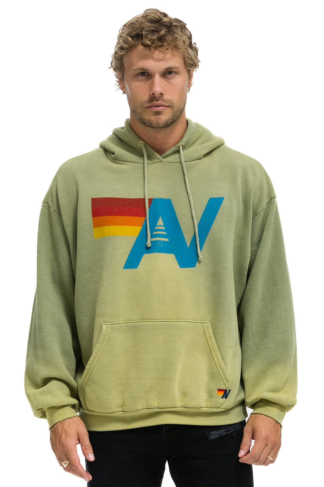 VINTAGE LOGO RELAXED PULLOVER HOODIE - FADED ARMY