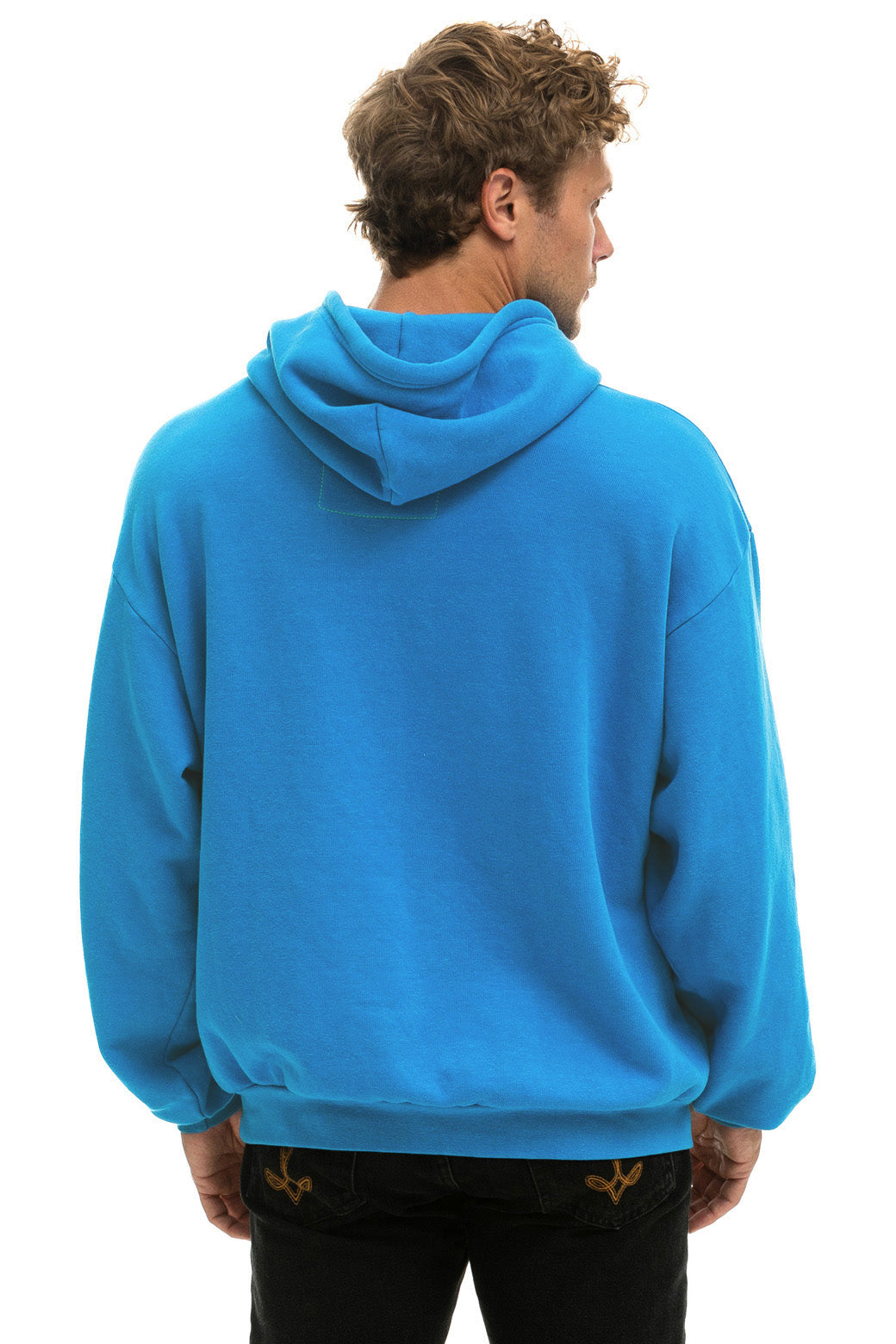 CROSS STRIPE RELAXED PULLOVER HOODIE - COBALT / BLUE