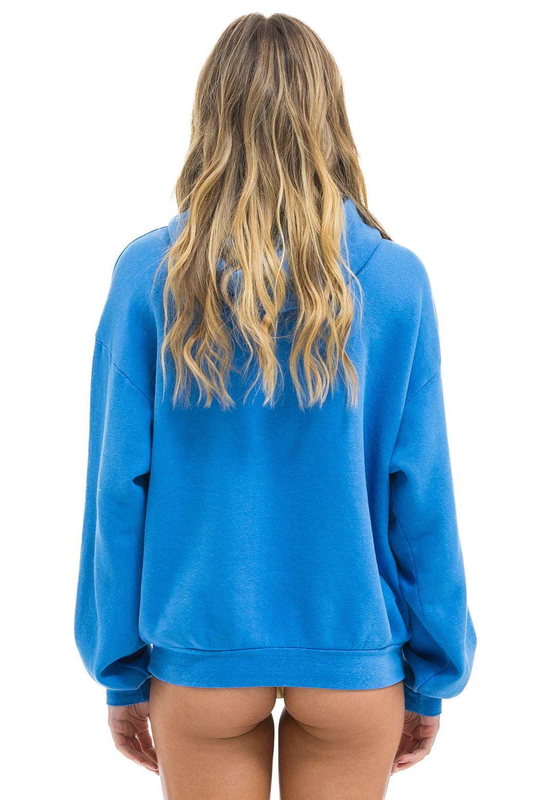CROSS STRIPE RELAXED PULLOVER HOODIE - COBALT / BLUE