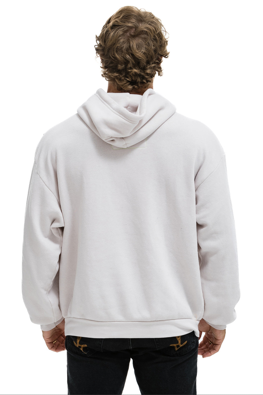 CROSS STRIPE RELAXED PULLOVER HOODIE - DOVE // GREY
